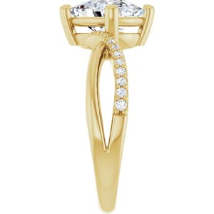 18K Yellow Gold 9x7 mm Elongated Cushion Ring Mounting – image 7