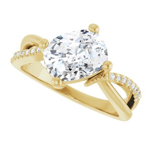 18K Yellow Gold 9x7 mm Elongated Cushion Ring Mounting – image 8