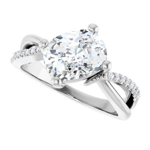 10K White Gold 9x7 mm Elongated Cushion Ring Mounting – image 8