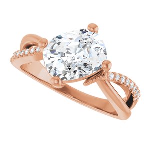 14K Rose Gold 9x7 mm Elongated Cushion Ring Mounting – image 8