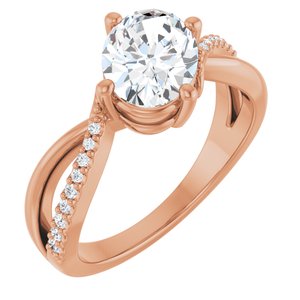 10K Rose Gold 8.5x6.5 mm Oval Ring Mounting