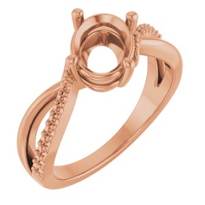18K Rose Gold 8.5x6.5 mm Oval Ring Mounting – image 2