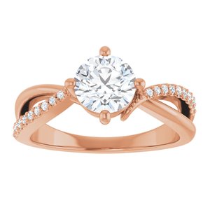 14K Rose Gold 6.5 mm Round 1/10 CTW Natural Diamond Semi-Set Ring – image 5
