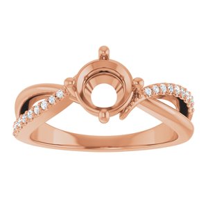 14K Rose Gold 6.5 mm Round 1/10 CTW Lab-Grown Diamond Semi-Set Ring – image 6