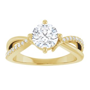 14K Yellow Gold 6.5 mm Round 1/10 CTW Lab-Grown Diamond Semi-Set Ring – image 5