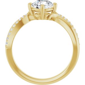14K Yellow Gold 6.5 mm Round 1/10 CTW Natural Diamond Semi-Set Ring – image 3
