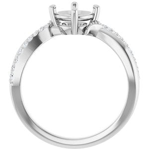 14K White Gold 6.5 mm Round 1/10 CTW Lab-Grown Diamond Semi-Set Ring – image 4