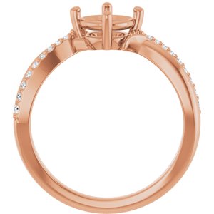 14K Rose Gold 6.5 mm Round 1/10 CTW Natural Diamond Semi-Set Ring – image 4