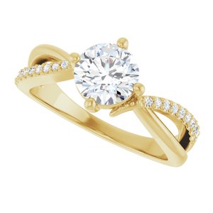 14K Yellow Gold 6.5 mm Round 1/10 CTW Natural Diamond Semi-Set Ring – image 8
