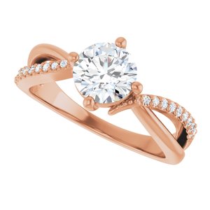 14K Rose Gold 6.5 mm Round 1/10 CTW Lab-Grown Diamond Semi-Set Ring – image 8