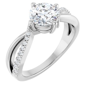 Sterling Silver 6.5 mm Round 1/10 CTW Natural Diamond Semi-Set Ring