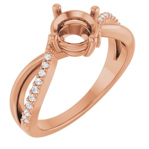 14K Rose Gold 6.5 mm Round 1/10 CTW Lab-Grown Diamond Semi-Set Ring – image 2