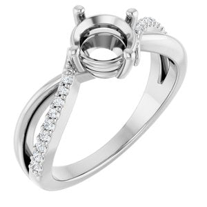 14K White Gold 6.5 mm Round 1/10 CTW Natural Diamond Semi-Set Ring – image 2