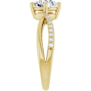 14K Yellow Gold 6.5 mm Round 1/10 CTW Natural Diamond Semi-Set Ring – image 7