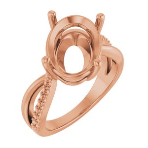 10K Rose Gold 14x10 mm Oval Ring Mounting – image 2