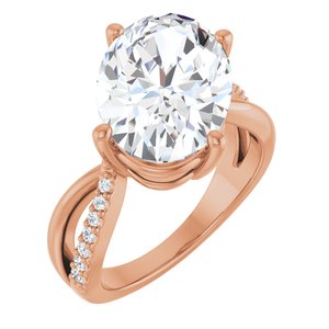 10K Rose Gold 14x10 mm Oval Ring Mounting