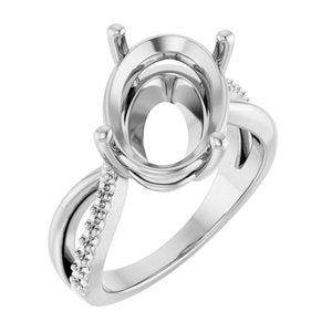 14K White Gold 14x10 mm Oval Ring Mounting – image 2