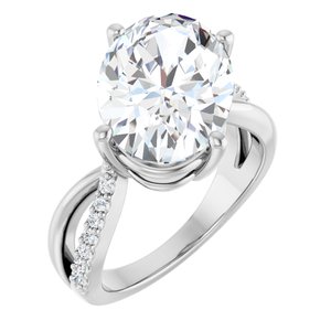 18K White Gold 14x10 mm Oval Ring Mounting
