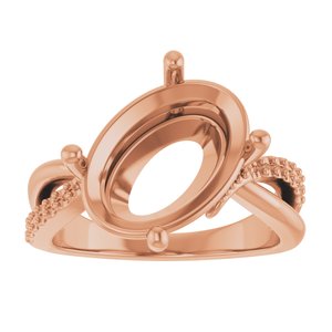 10K Rose Gold 14x10 mm Oval Ring Mounting – image 6