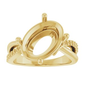 10K Yellow Gold 14x10 mm Oval Ring Mounting – image 6