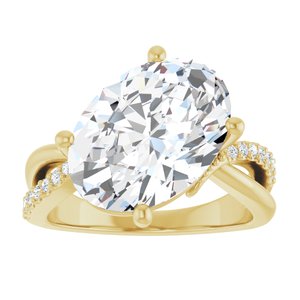 14K Yellow Gold 14x10 mm Oval Ring Mounting – image 5