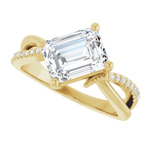 18K Yellow Gold 8.5x6.5 mm Emerald Ring Mounting – image 8