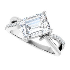 Platinum 8.5x6.5 mm Emerald Ring Mounting – image 8