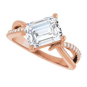 18K Rose Gold 8.5x6.5 mm Emerald Ring Mounting – image 8