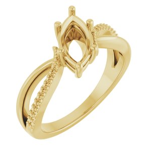 18K Yellow Gold 10x5 mm Marquise Ring Mounting – image 2