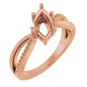 18K Rose Gold 10x5 mm Marquise Ring Mounting – image 2