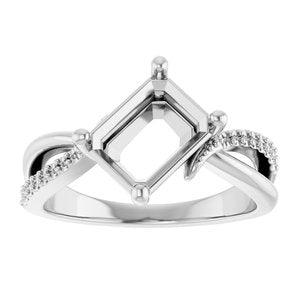 14K X1 White Gold 8.5x6.5 mm Emerald Ring Mounting – image 6