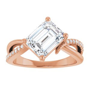 18K Rose Gold 8.5x6.5 mm Emerald Ring Mounting – image 5
