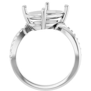 18K White Gold 14x10 mm Oval Ring Mounting – image 4