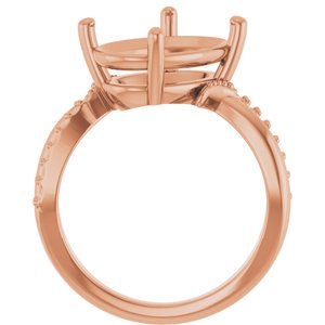 14K Rose Gold 14x10 mm Oval Ring Mounting – image 4