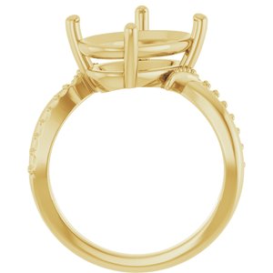 10K Yellow Gold 14x10 mm Oval Ring Mounting – image 4