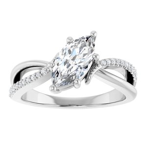 14K X1 White Gold 10x5 mm Marquise Ring Mounting – image 5