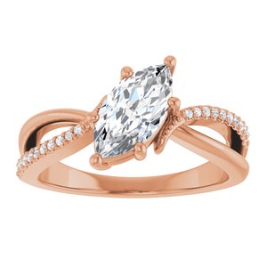 18K Rose Gold 10x5 mm Marquise Ring Mounting – image 5