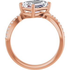 14K Rose Gold 8.5x6.5 mm Emerald Ring Mounting – image 3