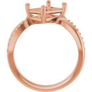 18K Rose Gold 8.5x6.5 mm Emerald Ring Mounting – image 4