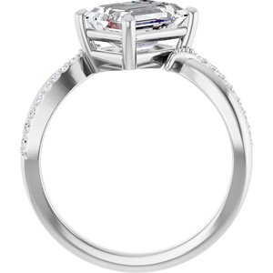 18K White Gold 8.5x6.5 mm Emerald Ring Mounting – image 3