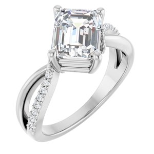 Platinum 8.5x6.5 mm Emerald Ring Mounting