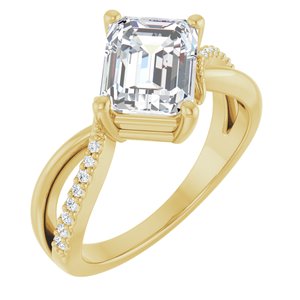 18K Yellow Gold 8.5x6.5 mm Emerald Ring Mounting