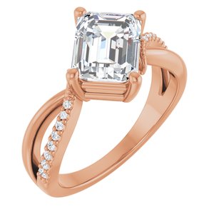 18K Rose Gold 8.5x6.5 mm Emerald Ring Mounting