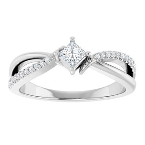 14K White Gold 3x3 mm Square Ring Mounting – image 5
