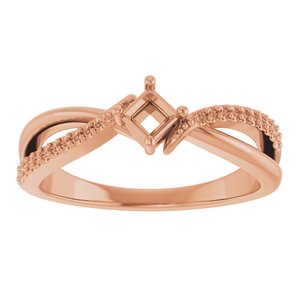 14K Rose Gold 3x3 mm Square Ring Mounting – image 6