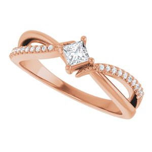 14K Rose Gold 3x3 mm Square Ring Mounting – image 8