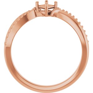 18K Rose Gold 3x3 mm Square Ring Mounting – image 4