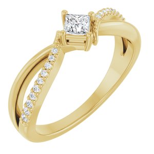 14K Yellow Gold 3x3 mm Square Ring Mounting