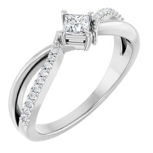 14K White Gold 3x3 mm Square Ring Mounting