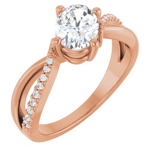 18K Rose Gold 7.5x5.5 mm Oval Ring Mounting